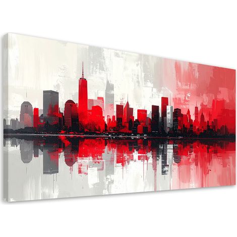 Tableaux, Bâtiments urbains rouges imitation peinture,80x40 (1/4)