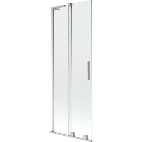 Mexen Velar L Badewannenabtrennung 2-flügelig, 70 x 150 cm, transparent, gebürstetes Nickel - 896-070-003-01-97