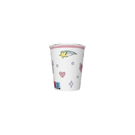 Bicchieri di carta per compleanno con unicorno, 250 ml, 8 pezzi.