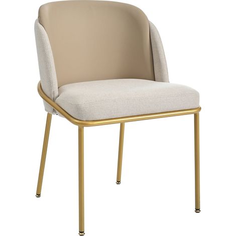 Chaise structure moderne chaise repas piètement incliné pieds réglables beige et kaki (1/5)