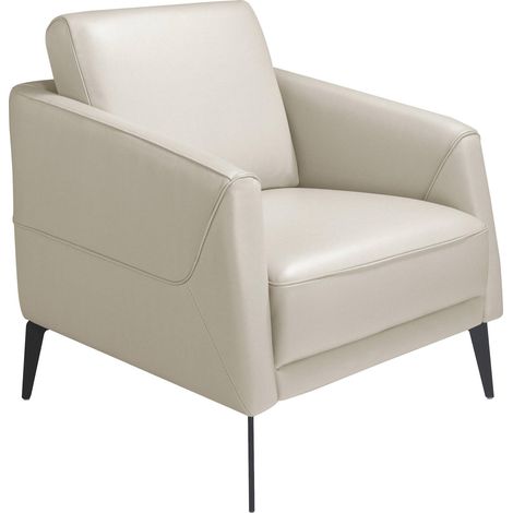 Fauteuil design en cuir taupe Angel Cerda - Taupe nuancé de beige élégant (1/5)