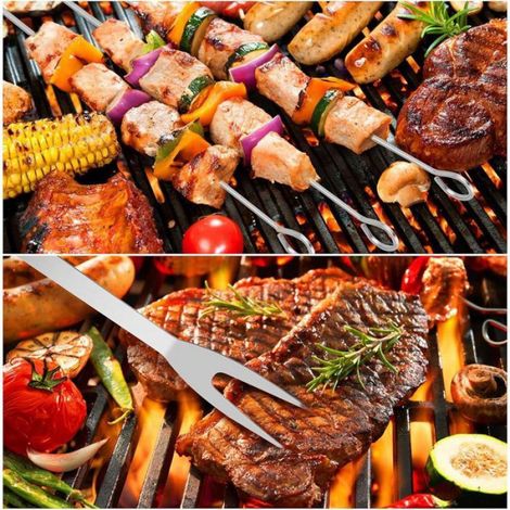 Set de 20 Pièces - Ensemble Ustensiles Barbecue Acier Inoxydable, avec Sac Toile, Portable Extérieur Camping (1/5)