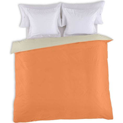 FUNDA NORDICA reversible bicolor mango-piedra - Cama de 150/160 (1 pieza) - 100% algodón - 144 hilos. Gramage: 115 (1/5)