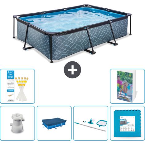 Exit Pool Rechteckig - Steinoptik - 300x200x65 cm - 7-teilig S295