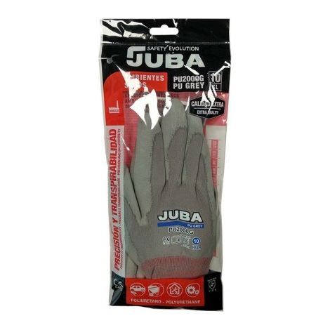 BPU2000G/10 GUANTE NYLON PALMA RECUBIERTA DE POLIURETANO CON PUÃ‘O COLOR GRIS EMBO - JUBA
