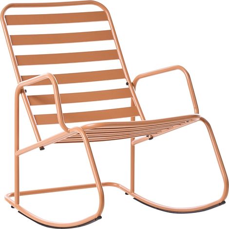 Garden Rocking Chair Golden Brown Aluminium Slatted Design Modern Style Outdoor TURI (1/5)