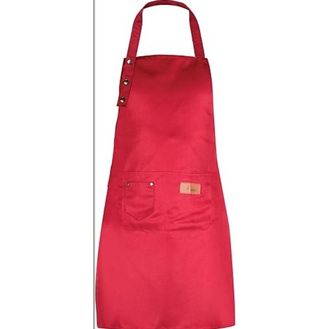 Tablier de cuisine pour homme et femme avec poches - Convient à grande taille - Résiste à l'eau, Rouge (1/4)