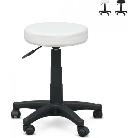 Sgabello con ruote estetista manicure pedicure oculista tatuatore Speedy - Bianco