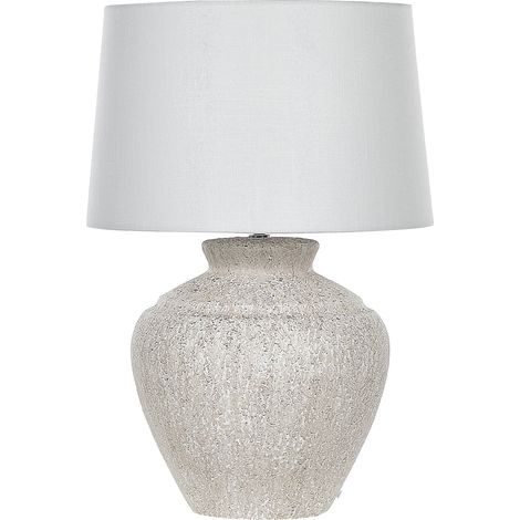 Lámpara de mesa de base de cerámica pantalla de tela beige claro tradicional sala de estar Caine (1/5)