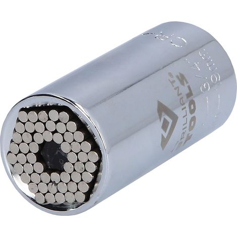 1 - Douille universelle - Clé à douille 3/8&34 - Adaptateur multifonction 7-19 mm - Pour écrous et vis divers - Acier - Noir - 7x19 cm