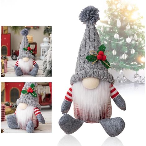 Gnomo natalizio luminoso, 1 gnomo natalizio grigio, ornamenti natalizi luminosi, gnomo fatto a mano per decorazione di finestre e tavoli interni. (1/4)