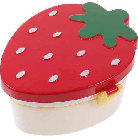 Boîte à bento en forme de fraise pour enfants, plastique rouge (1/5)
