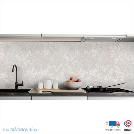 Crédence : Feuillage sur granit - Couleur Beige clair - Alu composite - 120 - 60 (1/3)