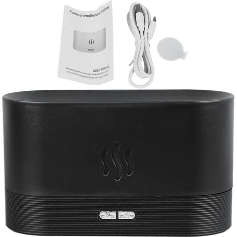 Diffuseur d'huiles essentielles avec lumière flamme, humidificateur aromathérapie silencieux, brume USB noir pour chambre maison. (1/5)