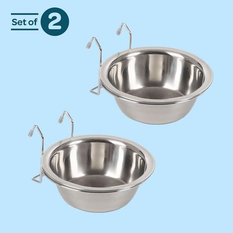 Set mit 2 Edelstahl-Hundenäpfen zum Aufhängen an Käfigen, Zwingern und Drahtgittern, für Futter und Wasser, je 590 ml, spülmaschinenfest (1/5)