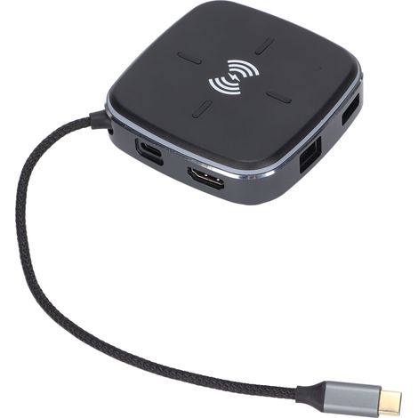 Station d'accueil USB-C AY95 9-en-1 avec charge sans fil 10 W, 1 port HDMI RJ45 et 3 ports USB 3.0 pour ordinateurs portables MacBook modèle C (1/5)