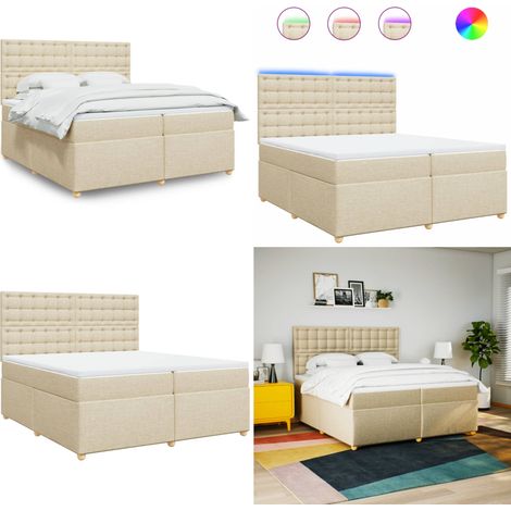 vidaXL Sommier à lattes de lit avec matelas Crème 200x200 cm Tissu (1/5)