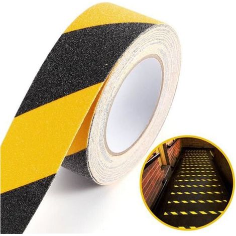 Cinta antideslizante en color negro y amarillo 10m Cintas adhesivas varias (1/4)