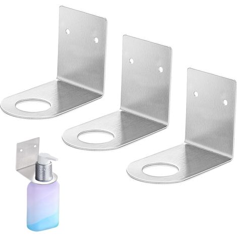 3 supports muraux pour bouteilles, crochets porte-shampoing, diamètre trou 28 mm, pour cuisine ou salle de bain (1/5)