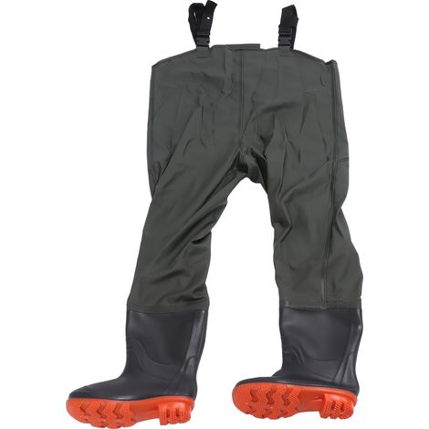 Wading pants homme étanches avec bottes intégrées pour pêche et travaux aquatiques, vert, pointure 43 (1/5)