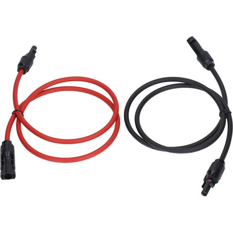 Câble d'Extension Solaire 2 Pièces 10AWG 6mm², 1m Rouge et Noir pour Panneaux Solaires, 1000V DC (1/5)