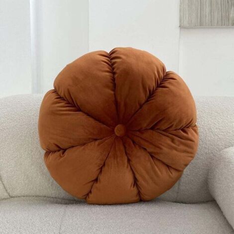 BUNTHAUS PA Coussin Rond Velours Uni Plissé Citrouille Décoratif Pour Chaise Canapé Lit Voiture (1/4)