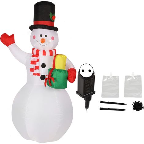 Bonhomme de neige gonflable de 1,5 m de haut, décorations de Noël avec LED colorées rotatives pour jardin extérieur, prise UE 220-240 V (1/5)
