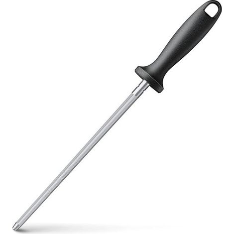 Affûteur de couteaux 38 cm x 9,5 mm en acier au carbone, fusil à aiguiser avec tige d'affûtage et trou de suspension, accessoire pour couteaux de cuisine (1/5)