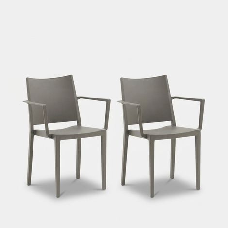 2er Set Stühle mit Armlehnen für Innen und Außen Vigo - Grau (1/5)
