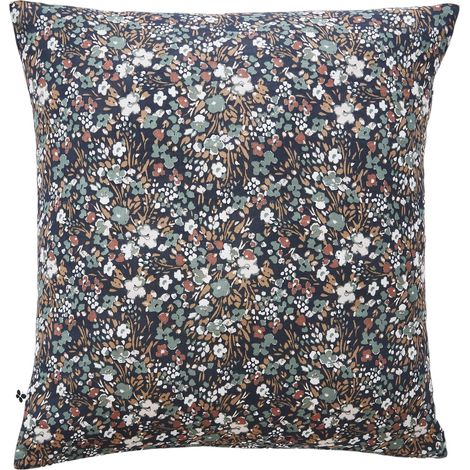 Taie d'oreiller gaze de coton 60 x 60 cm Capucine bleu nuit (1/3)