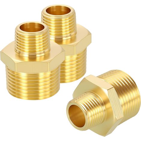 3 Pcs Raccord Mâle à Mâle, Réduction 3/4" MNPT x 3/8" MNPT Raccord de Prolongation de Tuyau Hexagonal pour Usage Industriel, Automobile, Transfert de Fluides, Conduite de Gaz (1/5)
