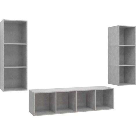 Maison Exclusive - Set Porta TV 3 pz Grigio Cemento in Truciolato