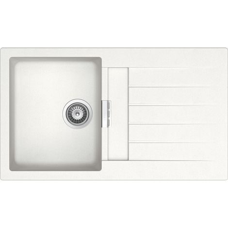 QUARZEX® OSLO Evier réversible 1 bac - ROCA Couleur : Blanc - Dimensions : 860x500x200 mm (1/2)