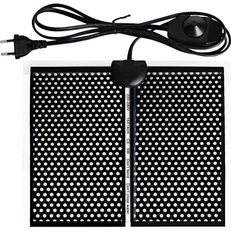Tapis Chauffant Terrarium, 15  14cm Tapis Chauffant, Tapis Chauffant Reptile, Tapis Chauffant pour Terrarium, imperméable, température réglable (0-35 degrés) Fiche européenne (5W, 220V-240V) (1/5)