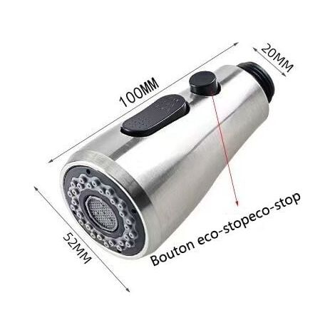 Douchette Evier Pull-Out Douches Robinet Mitigeur Cuisine Pro Tête de Douche 2 Types de Jet