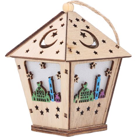 Lanterne Ramadan Maison 3D Unique - Lumière Suspendue en Bois Décoration Artisanale
