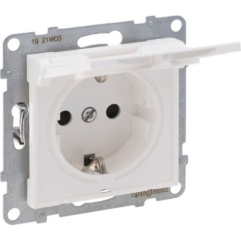 Legrand Schutzkontakt-Steckdose SEANO, 16 A, 250 V, Unterputz, mit Klappdeckel, Kunststoff, Ultraweiß, 765123 (1/3)