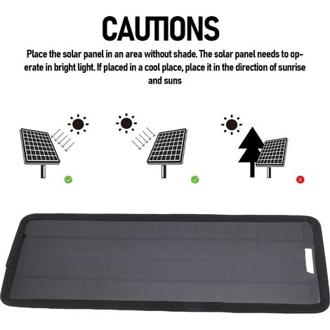 Chargeur Solaire pour Batterie de Voiture ABS Polycristallin Portable - Panneau 6W 30x15cm Outdoor Kit de Charge (1/5)