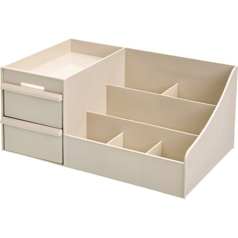 1 Organisateur de maquillage, Boîte de rangement cosmétique avec tiroir, Plastique durable, Pour coiffeuse et bureau (1/5)