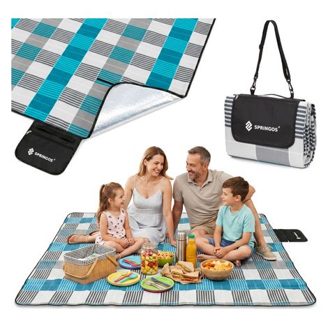 SPRINGOS Manta de picnic 200 x 200 cm Estampado a cuadros, Manta de exterior Funda para coche Toalla de playa Alfombra de asiento. (1/5)