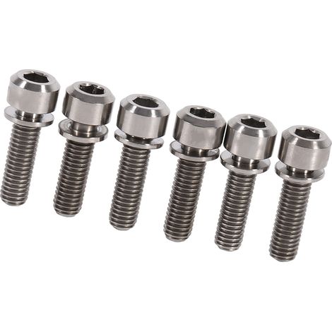 Lot de 6 vis de potence en titane M5 x 18 mm pour VTT avec rondelle (titane) (1/5)