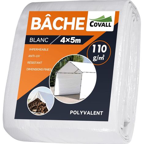 1 Bâche 4x5 m, Imperméable PE 110g, Œillets Métalliques, Pour Remorque Jardin Bois (1/5)