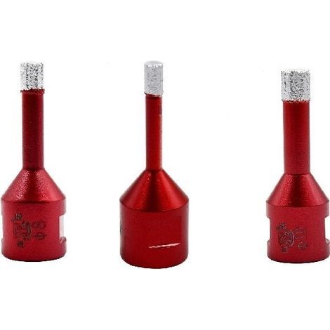 Forets Diamant 3PCS 6mm/8mm/10mm Brasé Sous Vide Trépans avec Filetage M14 pour Perçage à sec en Porcelaine Carrelage Granit Marbre (1/3)