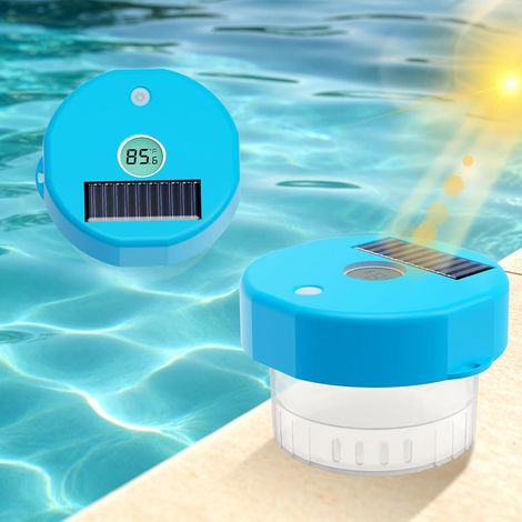Thermomètre Piscine, Thermomètre Piscine Solaire, Thermomètre de Piscine avec Doseur Flottant, Diffuseur Flottant, Batterie 600mAh, pour Piscine, Bains à Remous, Spa, Lecture Facile (1/5)