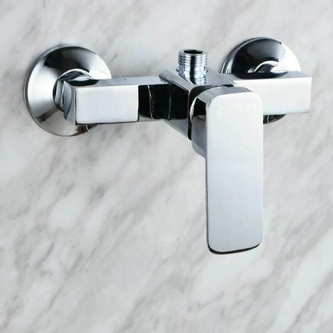 Moderne, verchromte Wand-Duscharmatur für Bad und WC mit Warm- und Kaltwassermischer (1/5)