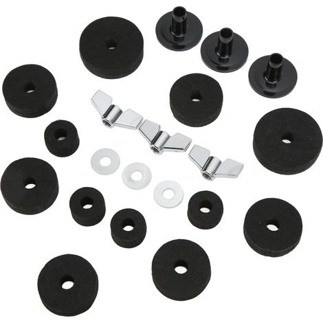 21 Pièces Kit de Réparation pour Cymbales : Joints, Bagues, Boulons et Rondelles pour Charleston, Noir (1/5)