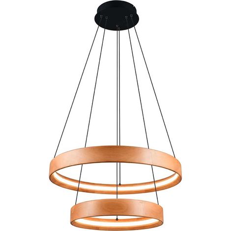 Hängelampe dimmbar über Lichtschalter LED Pendellampe Esstischleuchte Holzlampe rund, 37W 4300lm warmweiß, DxH 60 x 150 cm