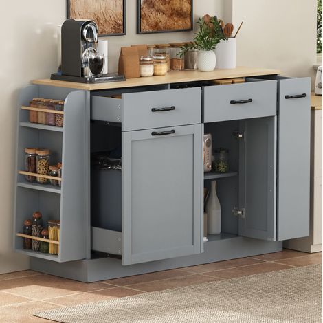 Sideboard mit Mülleimerfach 133,5 cm Grau MDF OKMYHOME (1/5)