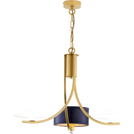 Lampadario oro a catena 3xE27 paralumi blu Arthur Jupiter (1/5)