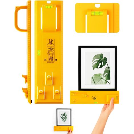 Outils compatibles avec la suspension de cadres, niveau à bulle intégré, outil de marquage mural précis. Compatibles avec les cadres, miroirs, horloges et décorations murales, installation rapide et f (1/5)